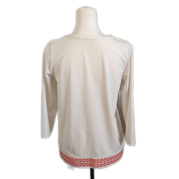 Spartina 449 FLEUR DE VIGNE HAILEY TIE HEM TOP, embroidery, S - Picture 2 of 8